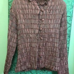 Richard K Tsao Ruched Silk Mauve Handwoven Cocoon Jacket (M)